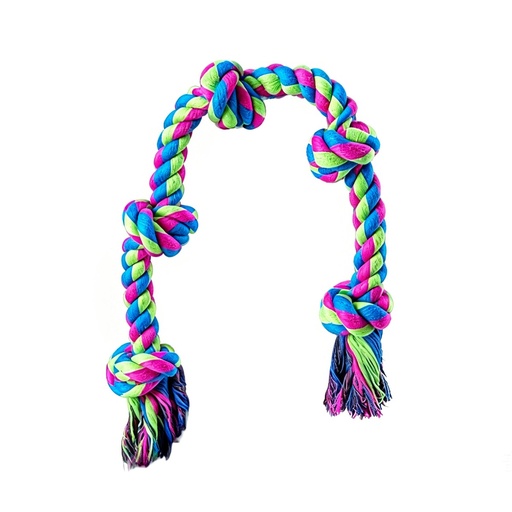 [LUNIRO-PINK-GREEN-BLUE-DOG-BITE-RESISTANT-5-KNOT-COTTON-58164828045696] Pink Green Blue Dog Bite Resistant 5-Knot Cotton Rope Toy